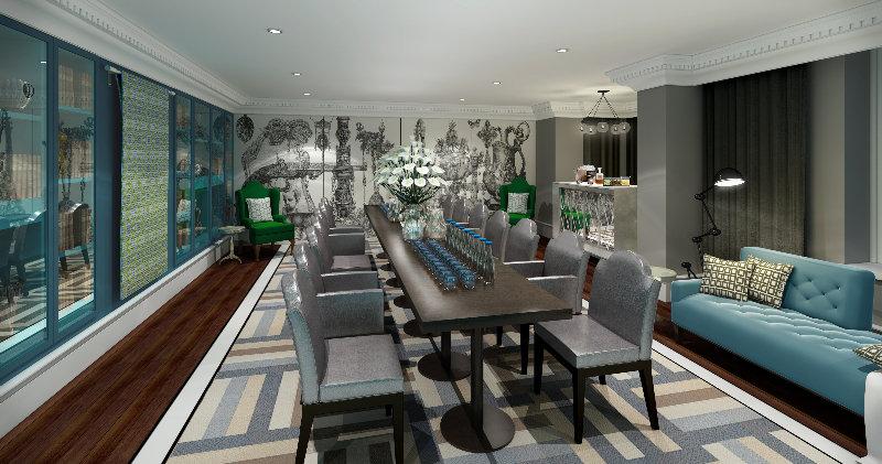 โรงแรมดิแอมเพอร์ซานด์ ลอนดอน ภายนอก รูปภาพ 3D rendering of a dining room